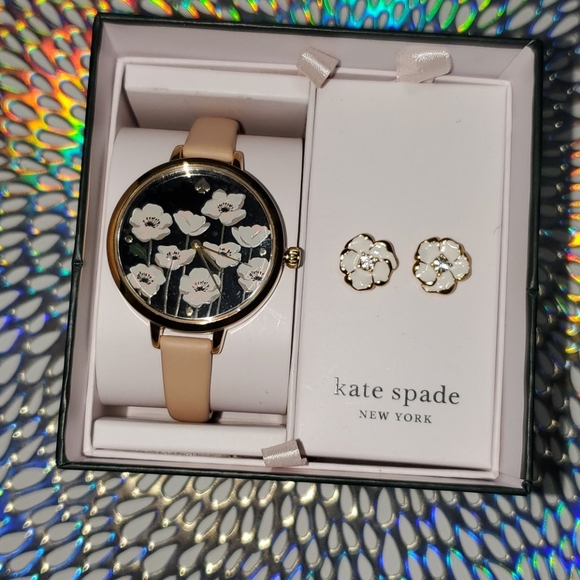 kate spade Jewelry - NIB Kate Spade Holland Flower Watch & Earrings Set